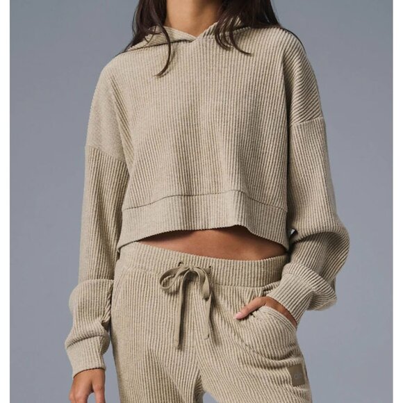 Alo Yoga Muse Hoodie & Sweatpant Set in Gravel Heather - NWT - Small/Medium - Picture 4 of 4